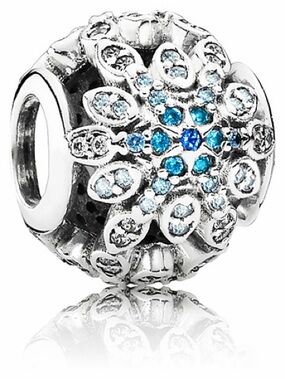 Pandora Rare Retired Crystallized Snowflake Charm with Ice Blue Crystal & Zc